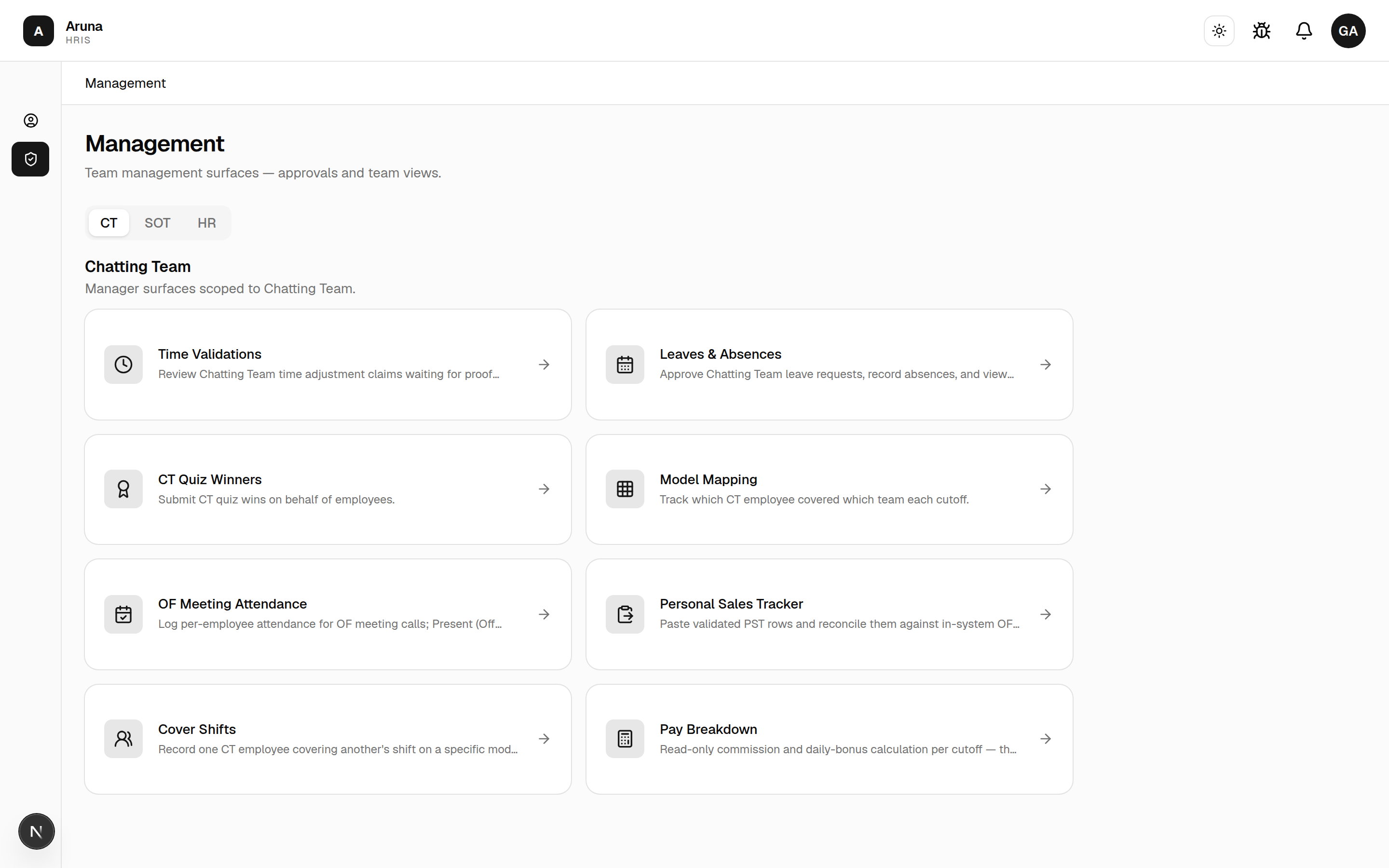 Scheduling Hub — Day view.